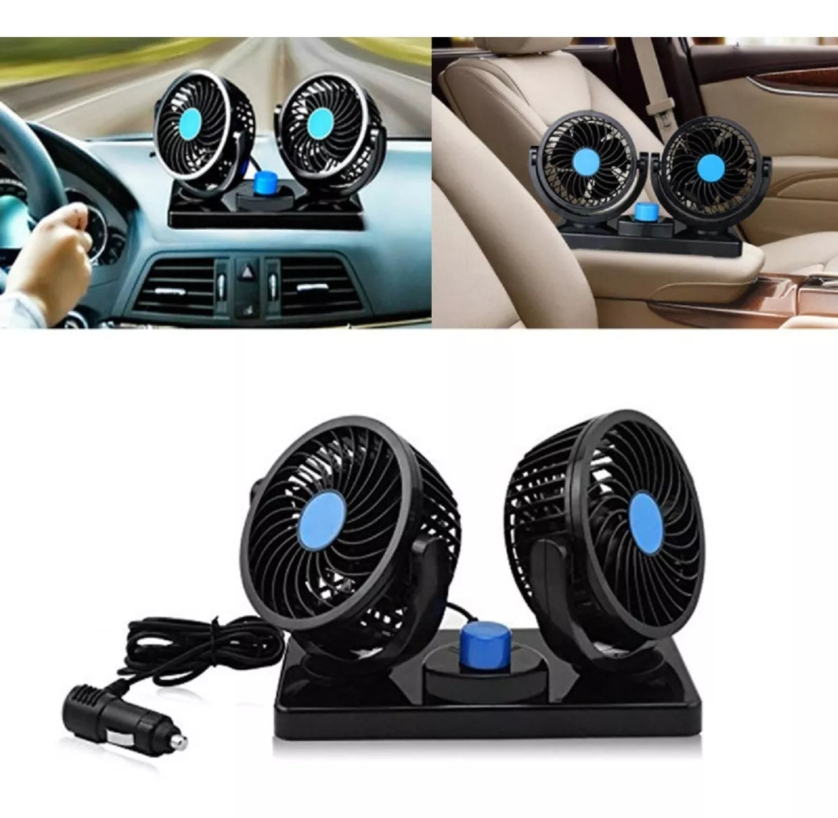 Ventilador 2 en 1 Giratorio 360 Para Carro